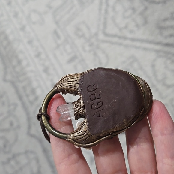 Handmade sculpted clay and aventurine necklace - Picture 6 of 6